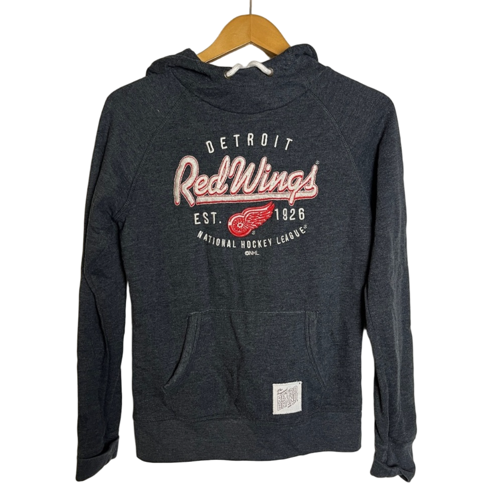 Detroit Red Wings NHL Hockey Grey Hoodie M Fan Sport Streetwear Cotton Retro